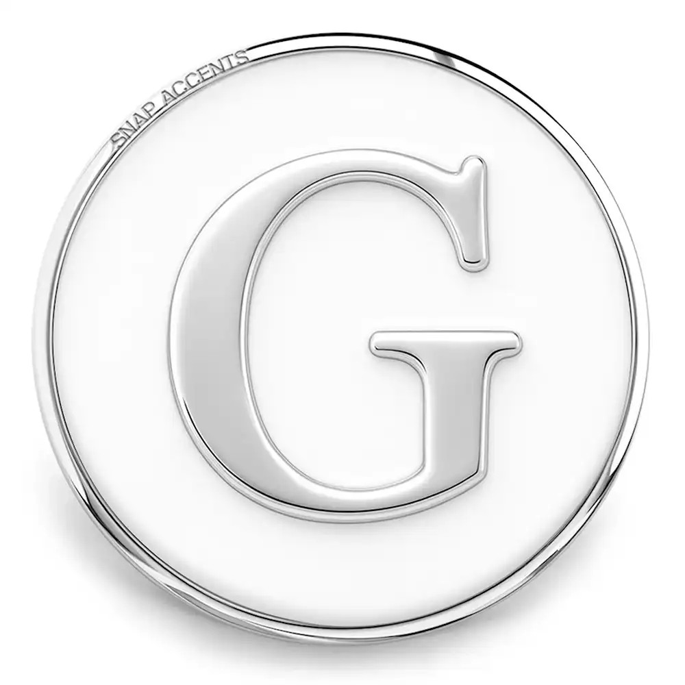 White Enamel Monogram Letter Snap - G