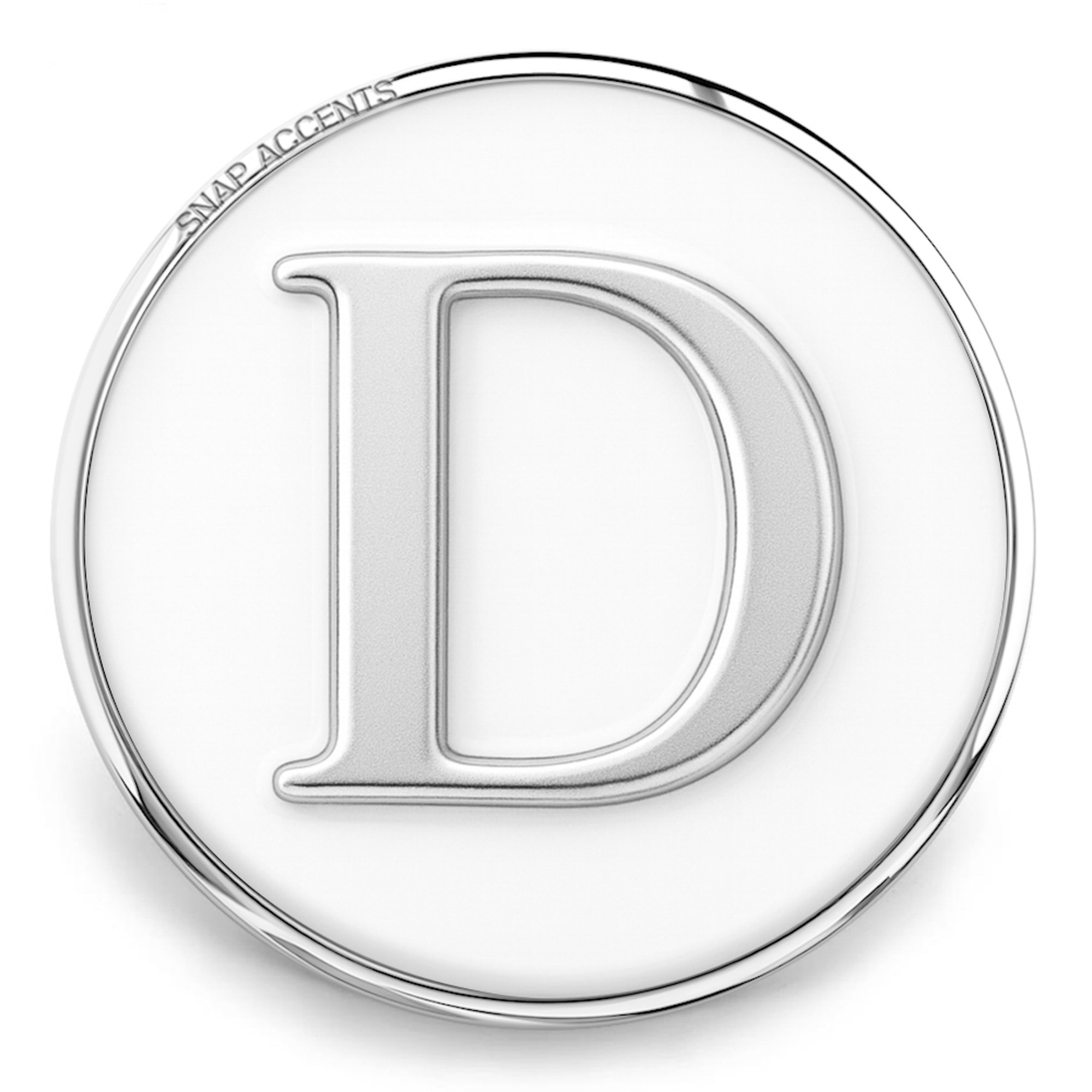 White Enamel Monogram Letter Snap - D