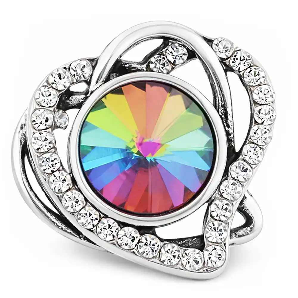Radiant Rhinestone Heart Snap