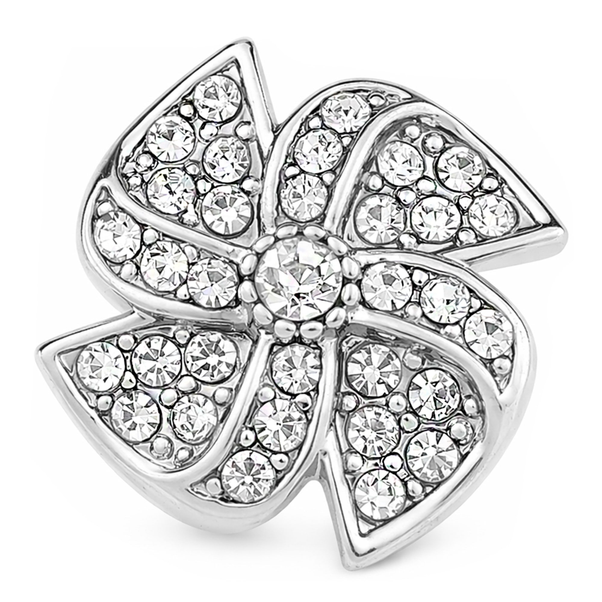 Windmill Rhinestone Snap - Silver