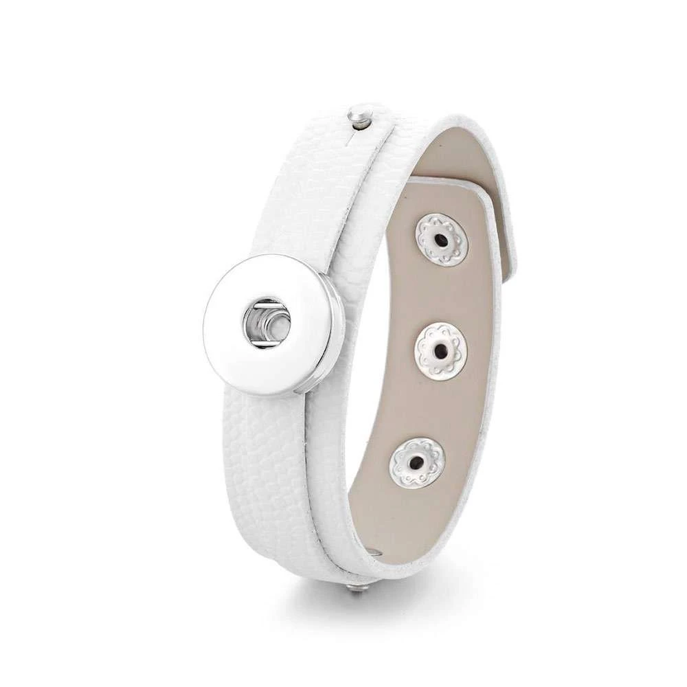 Faux Leather Slide 1 Snap Bracelet - White