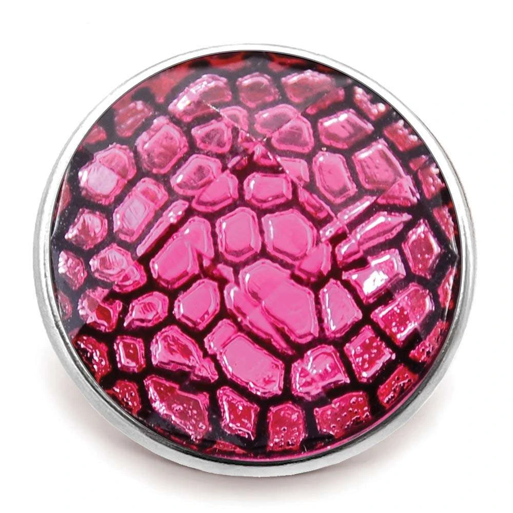 Snakeskin Faceted Snap - Pink