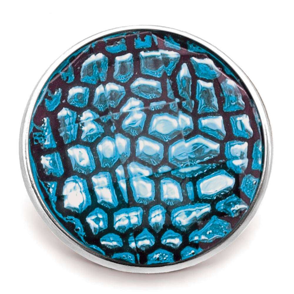 Snakeskin Faceted Snap - Aqua Teal