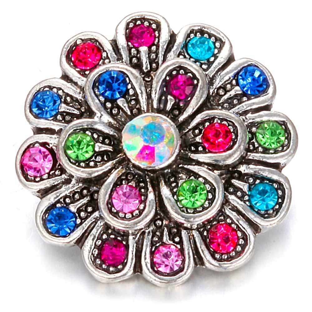 Rhinestone Flower Snap - Multi-Color