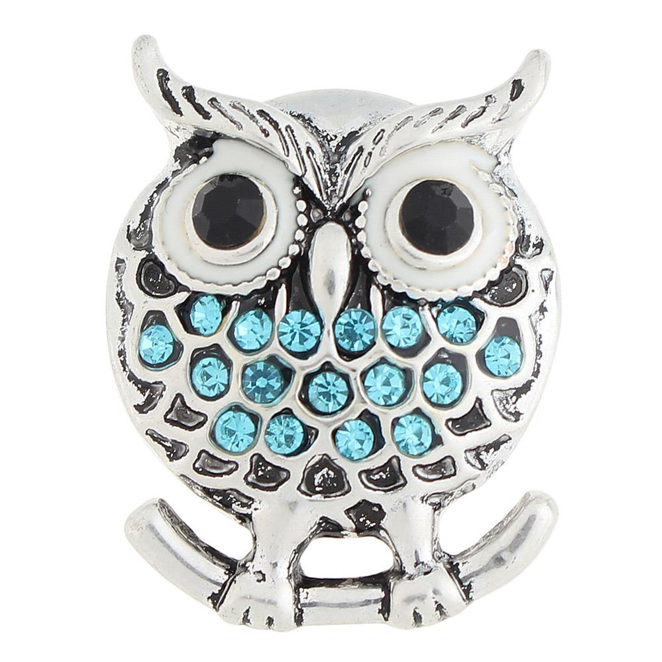 Owl Snap - Blue Rhinestone