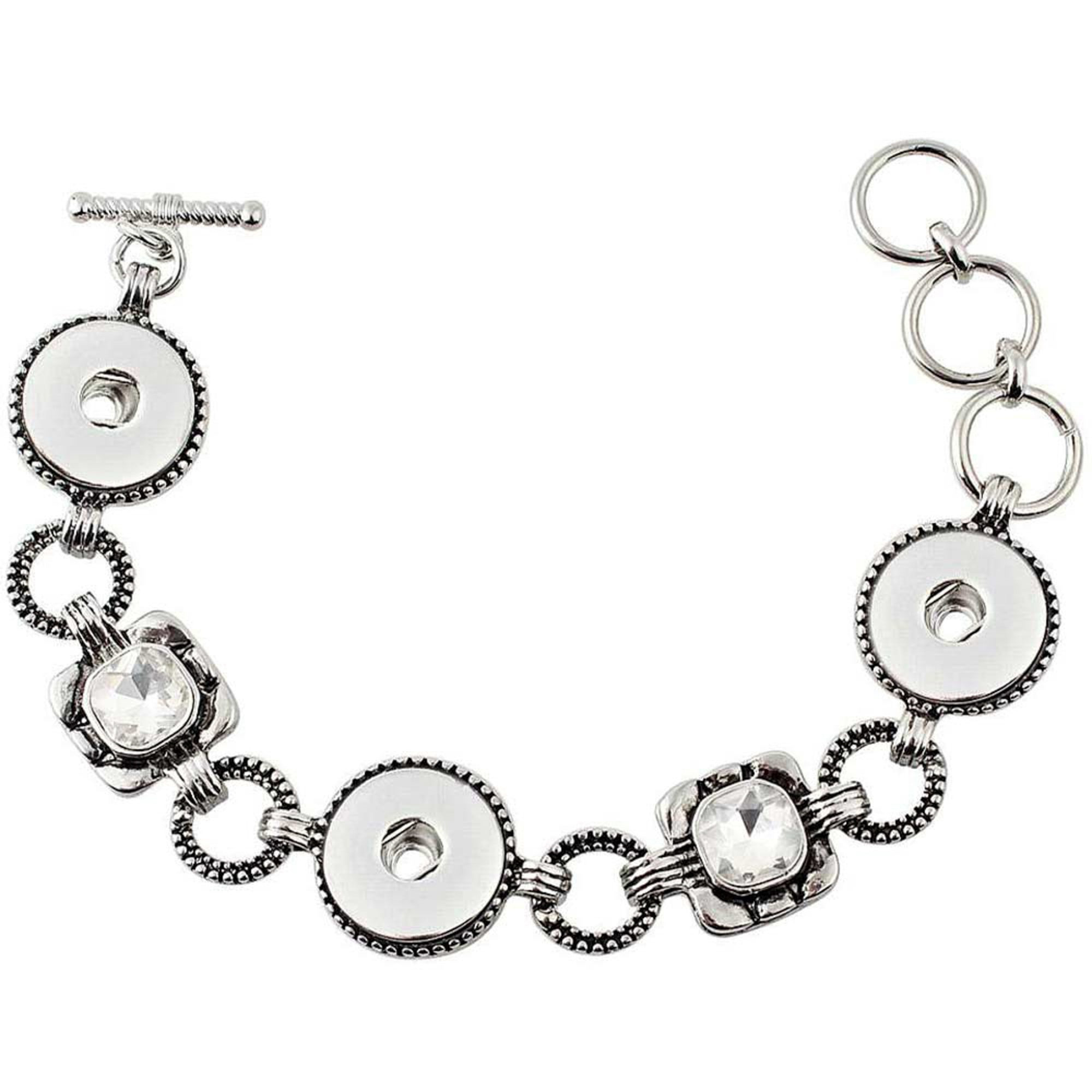 3 Snap Metal Bracelet - Antique Rhinestone