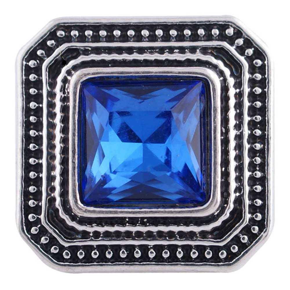 Square Mirrored Faceted Snap - Blue