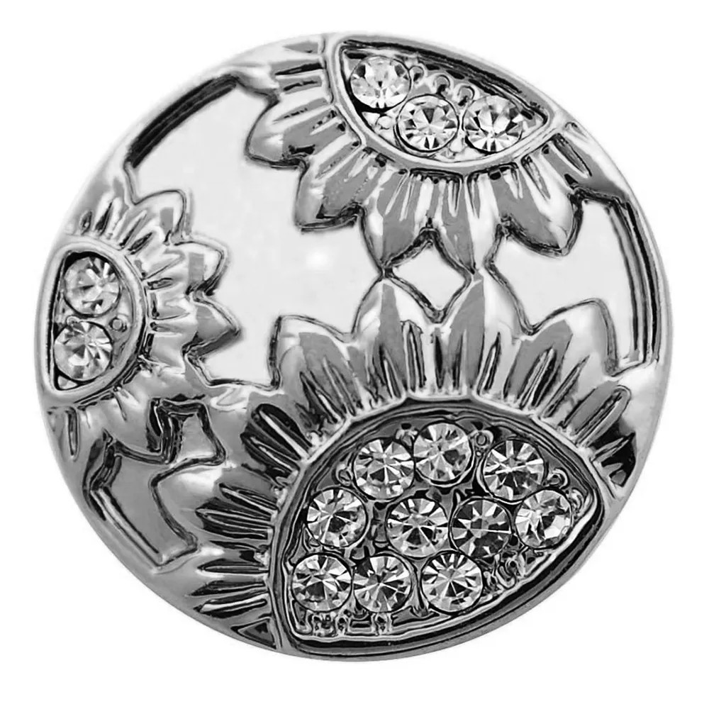 Sunflower Snap - Hammered Rhinestone - Silver