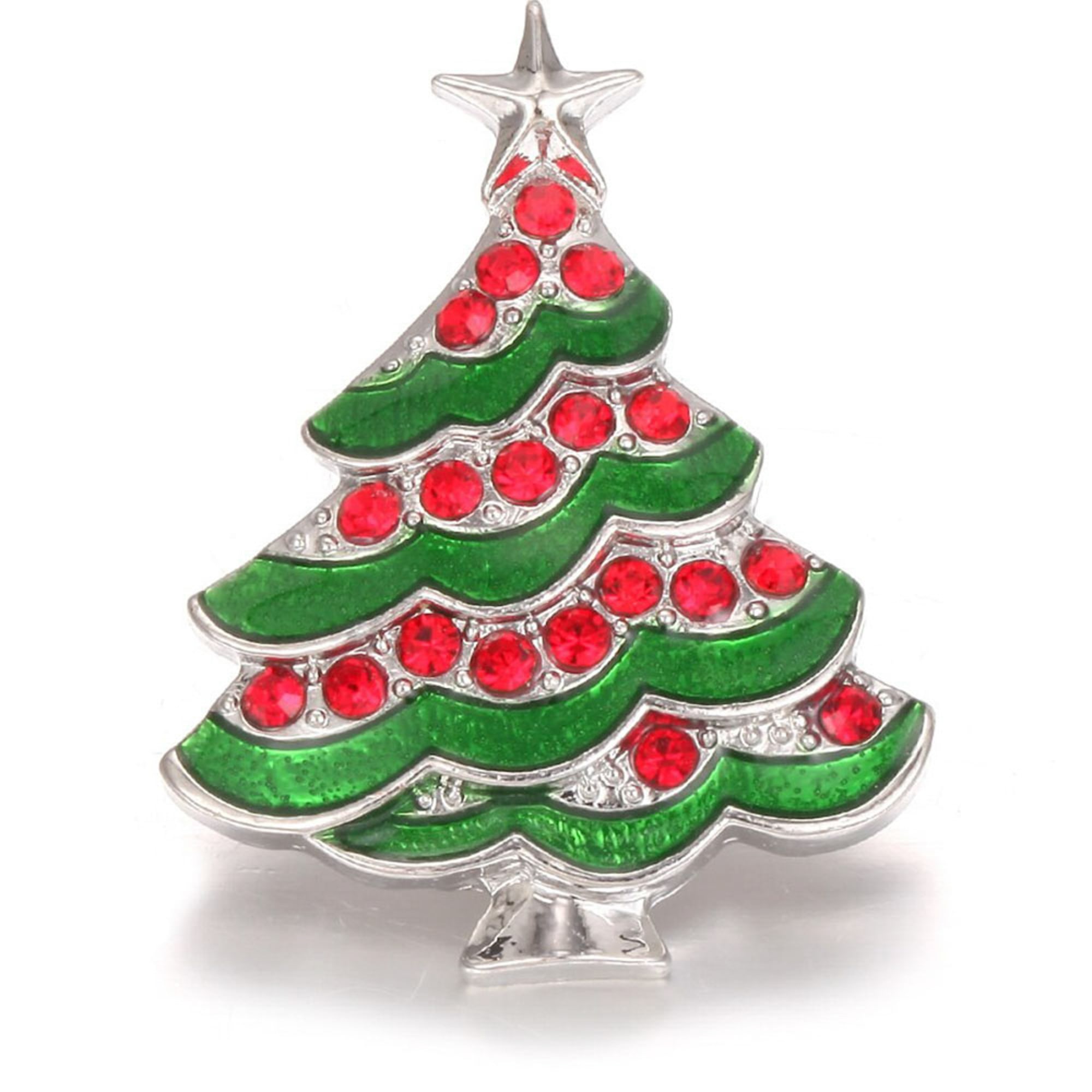 Christmas Tree Snap - Red Rhinestone