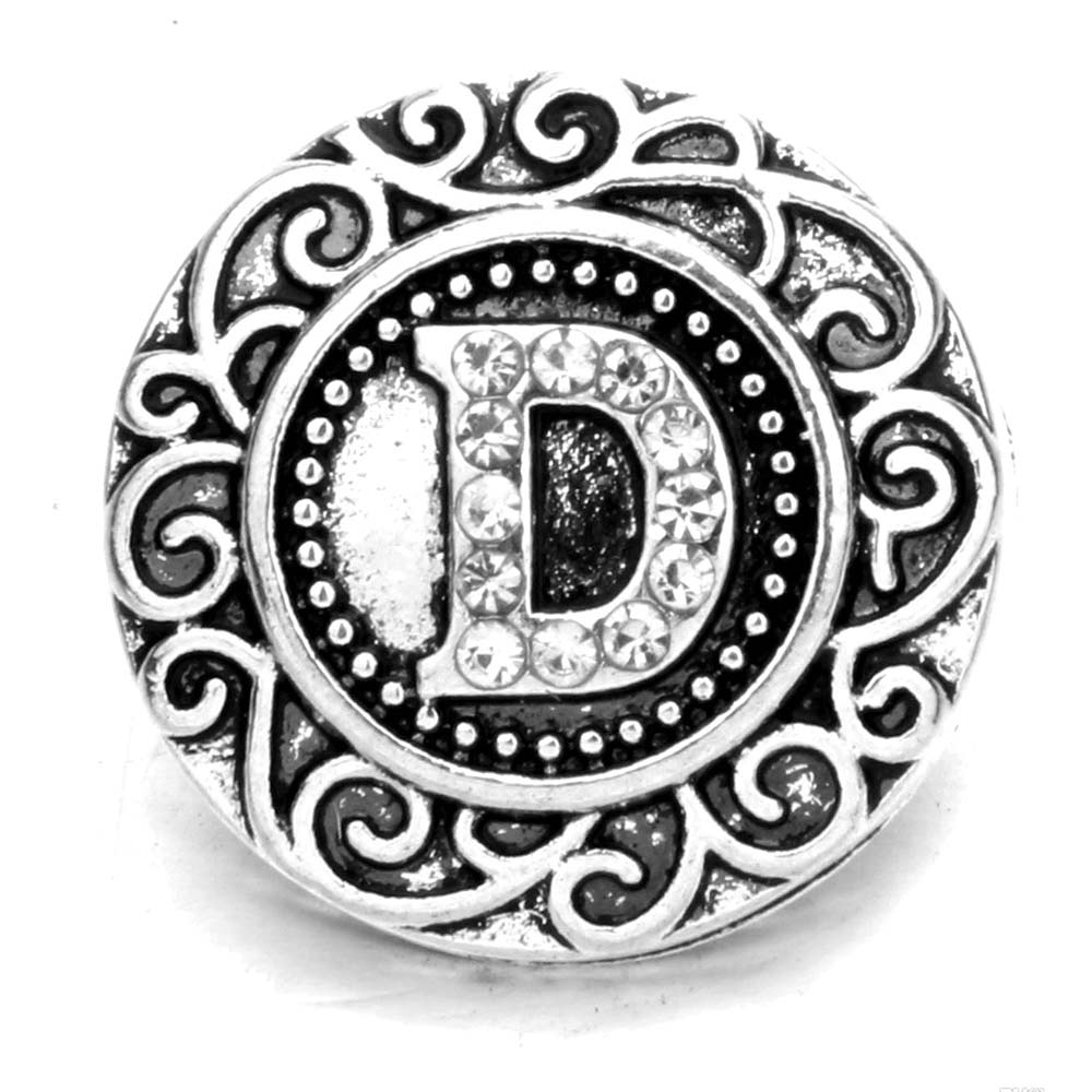 Rhinestone Monogram Letter Snap - D