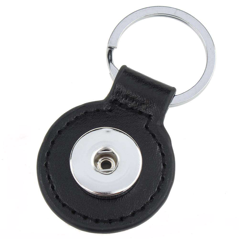 Snap Change Key Chain Leather Round 1 Snap Keychain - Black | Snap Jewelry Ginger Charms ...