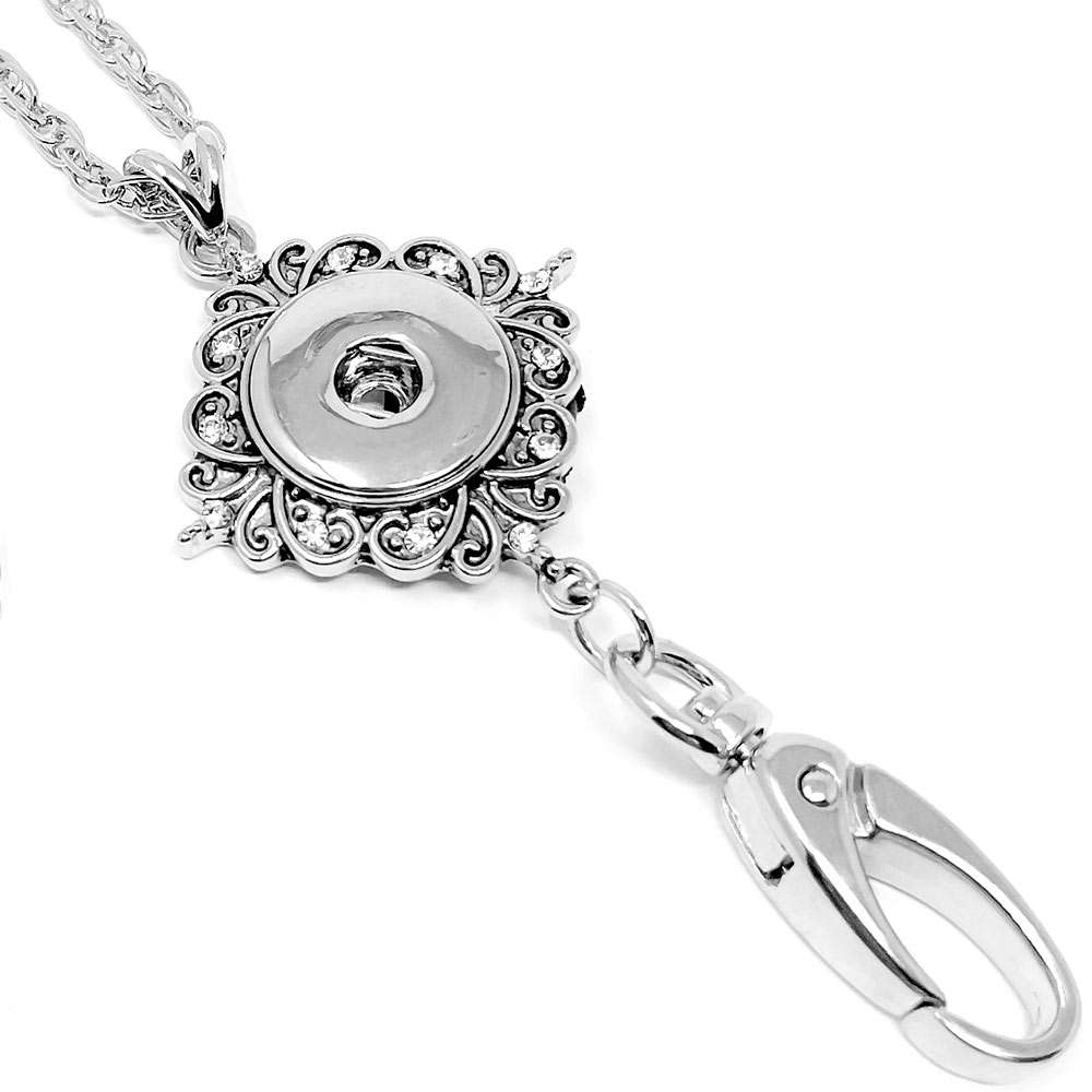 Snap Lanyard - Rhinestone Scroll Pendant