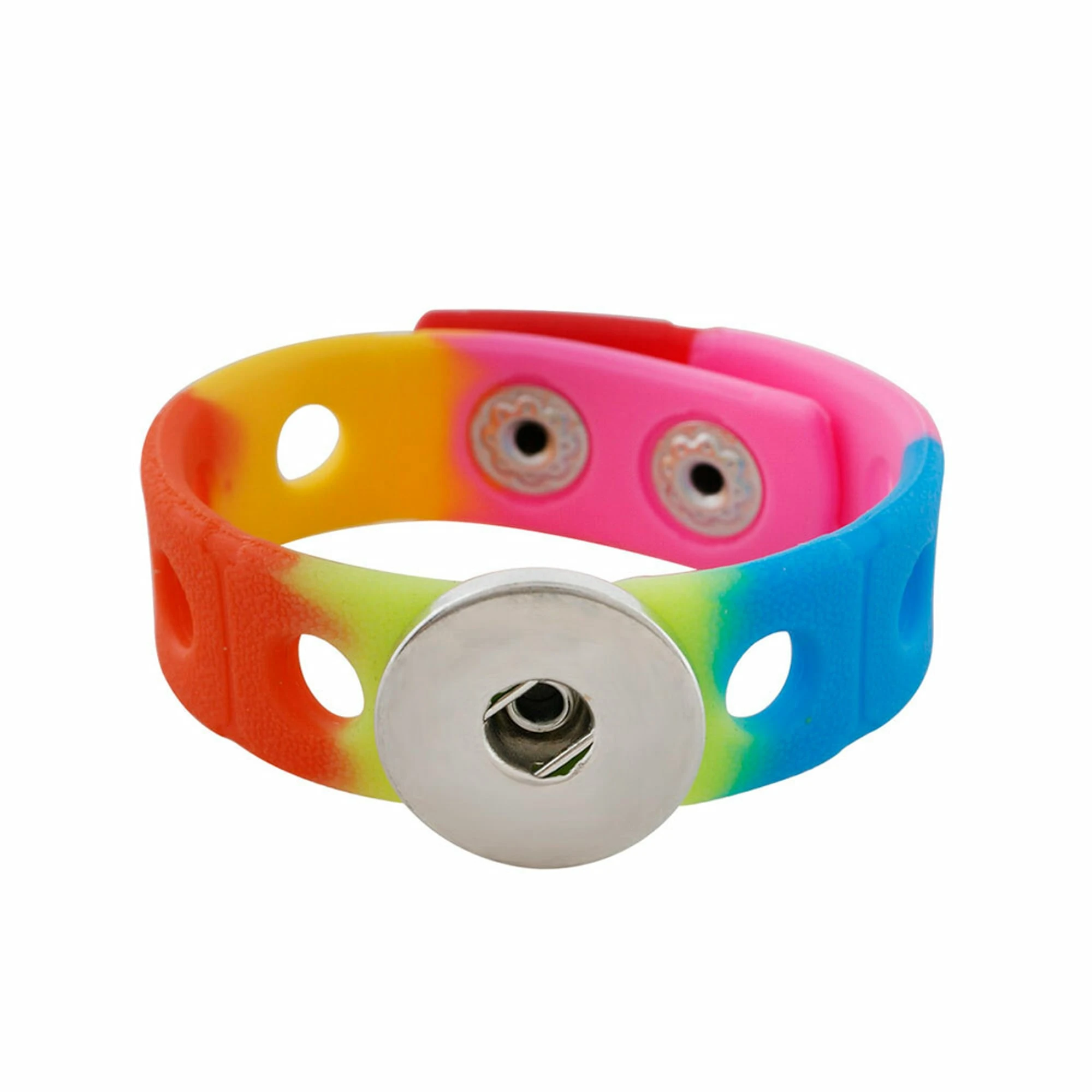 Silicone Adjustable 1 Snap Bracelet - Multi-color