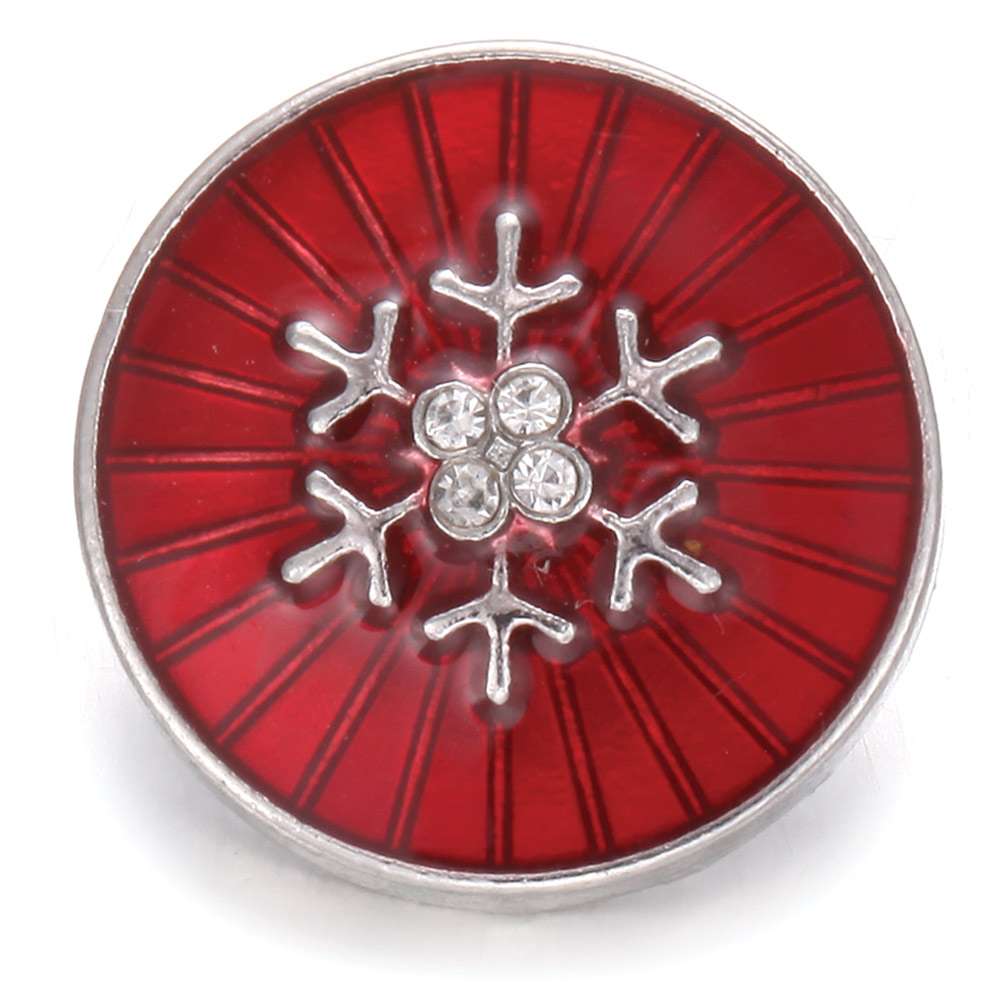 Snowflake Snap - Round Red Enamel