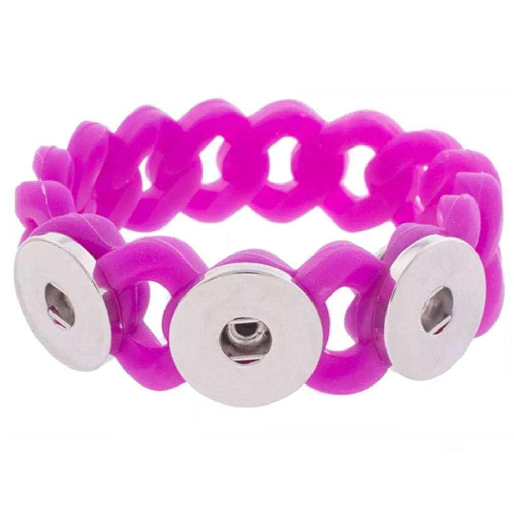 Silicone Stretch 3 Snap Bracelet - Purple