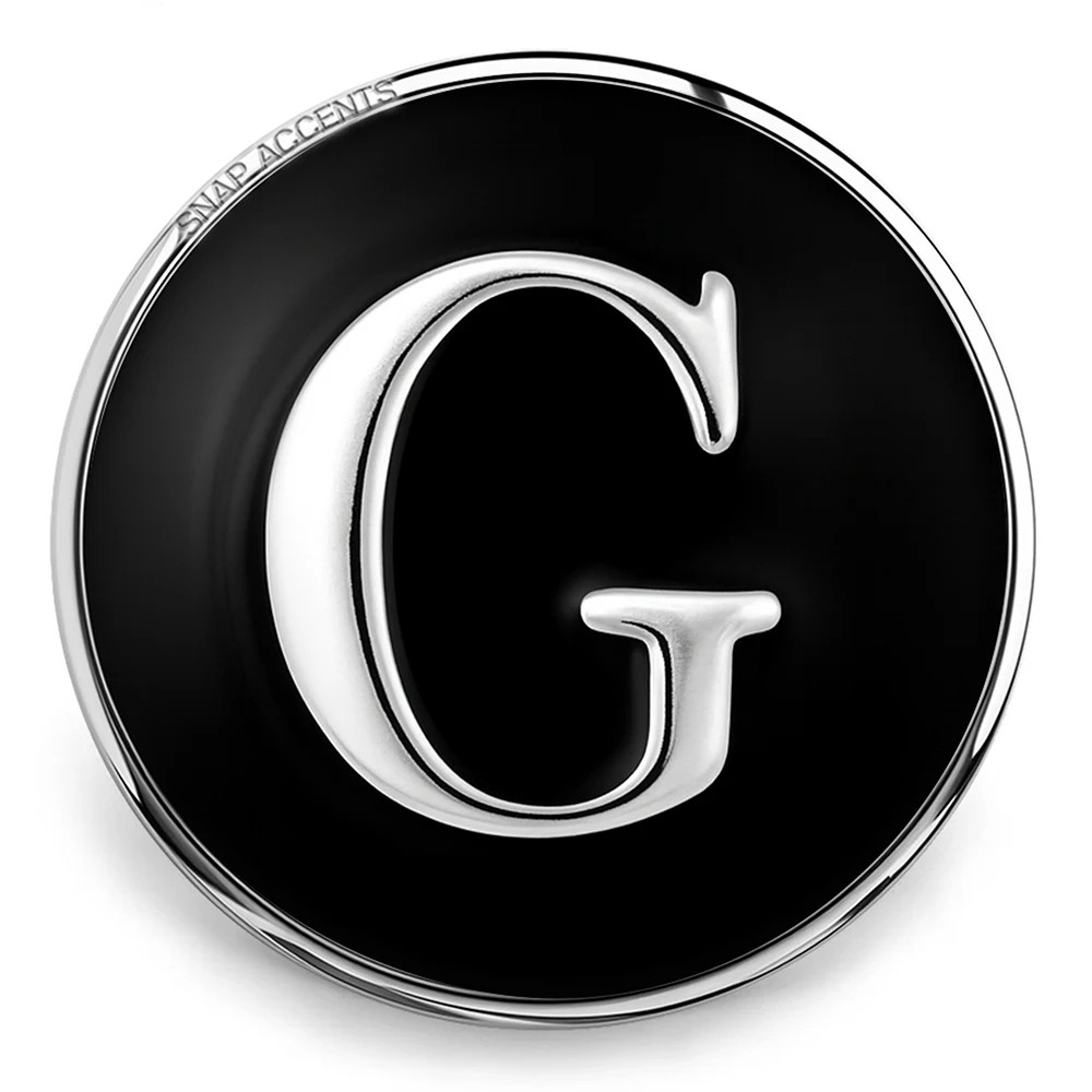 Black Enamel Monogram Letter Snap - G