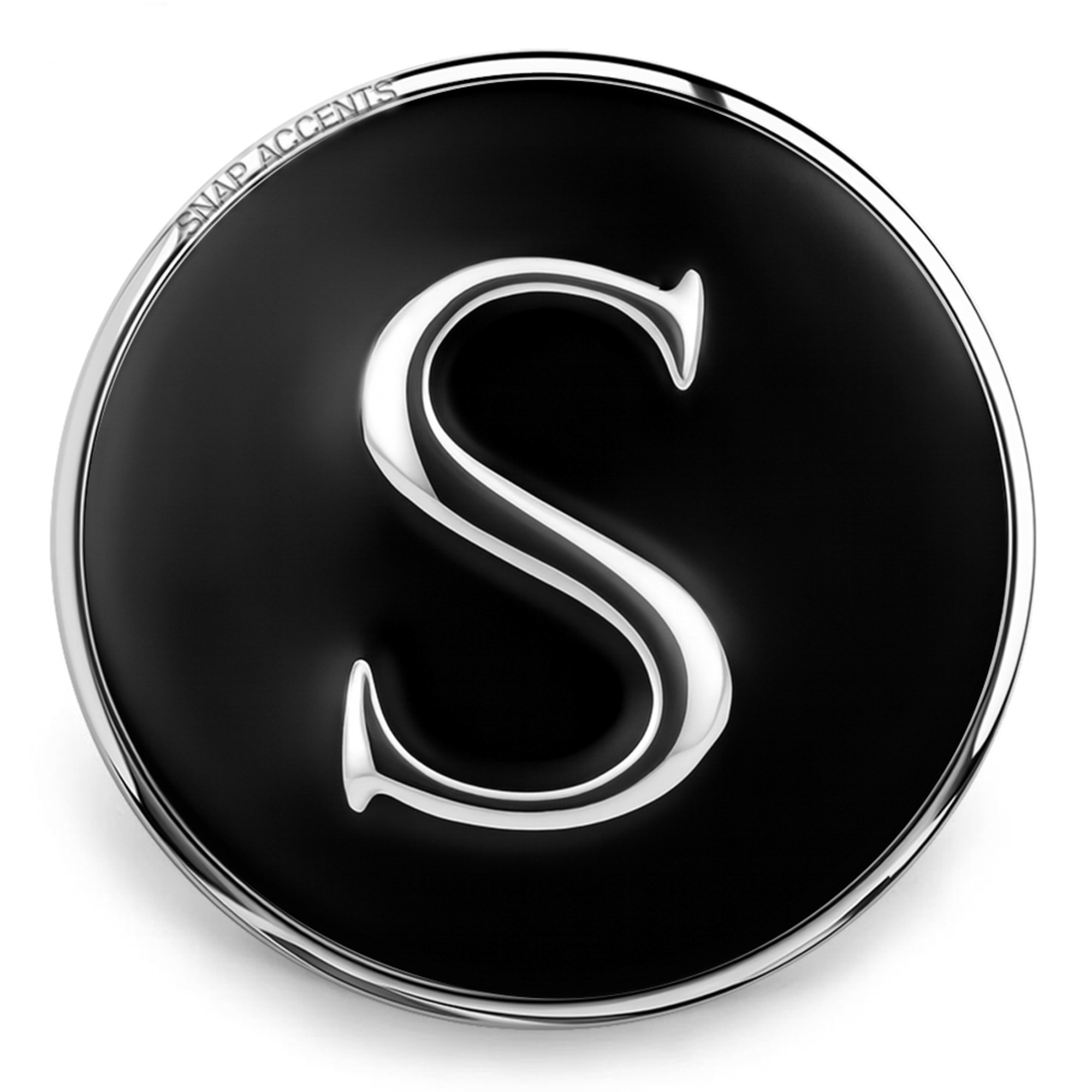 Black Enamel Monogram Letter Snap - S