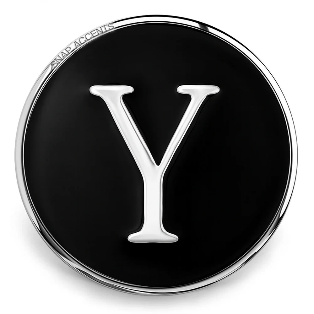 Black Enamel Monogram Letter Snap - Y