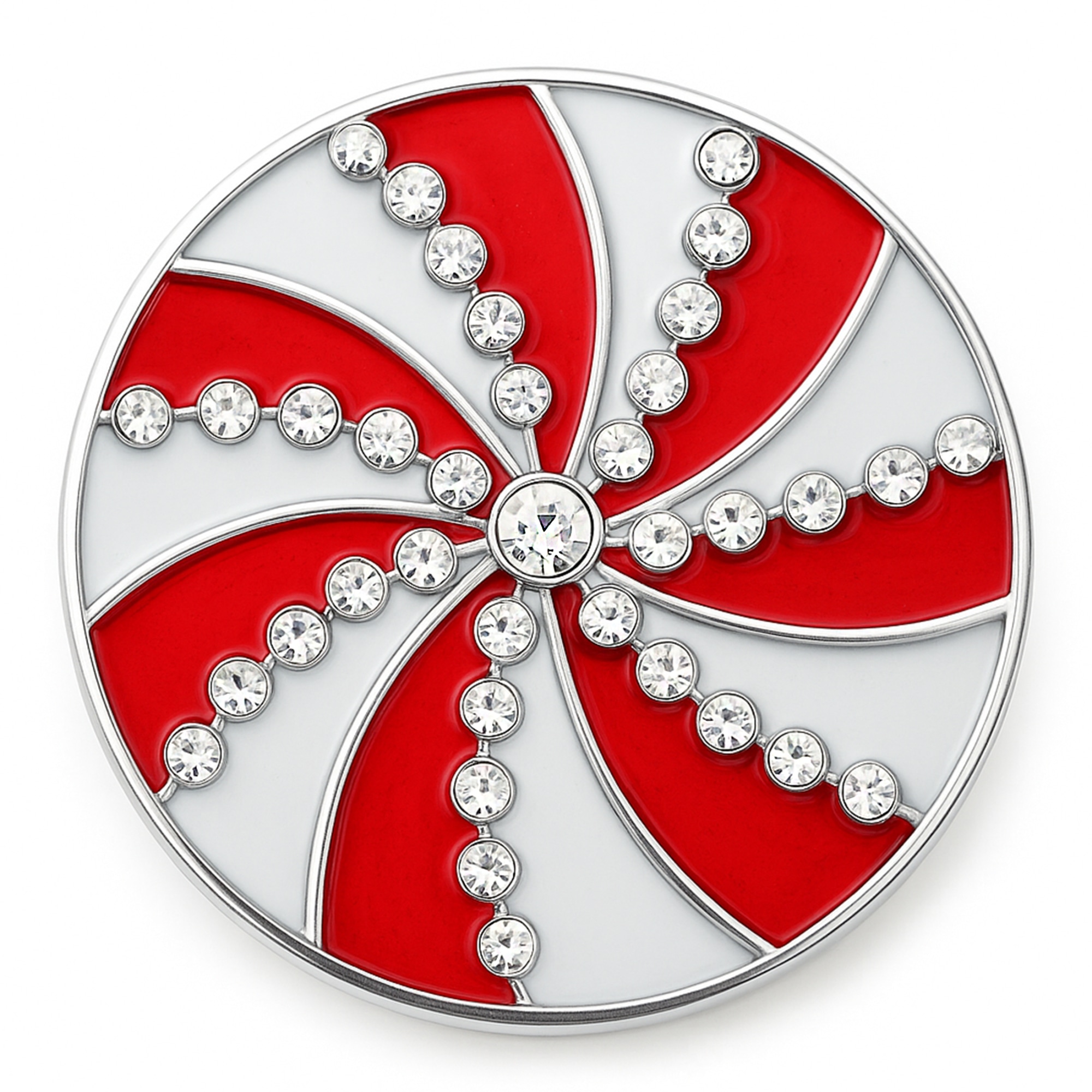 Peppermint Swirl Rhinestone Snap