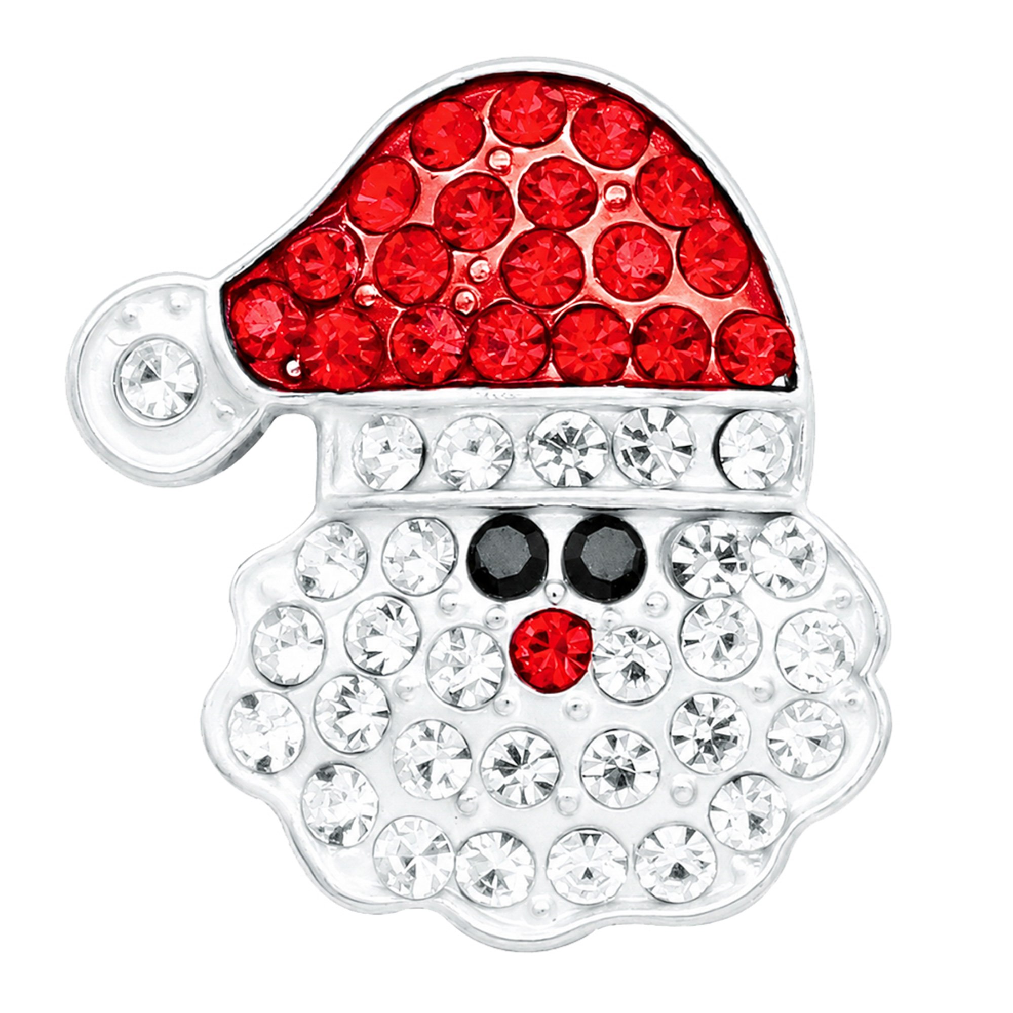 Santa Claus Snap - White, Rhinestone