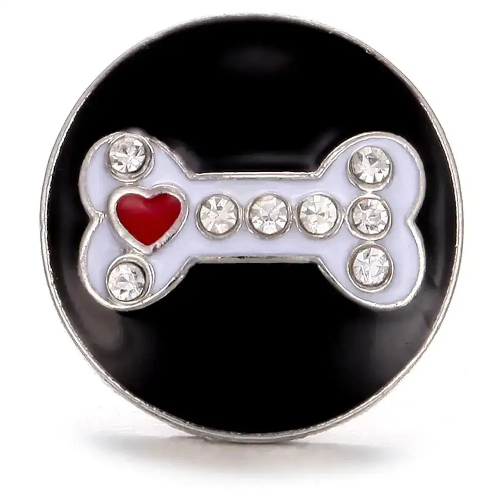 Dog Bone Heart Snap - White