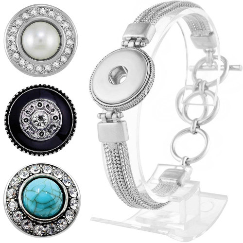 Snap Set - Silver Metal Bracelet, 3 Snaps (#01) | Snap Jewelry Ginger ...