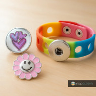 Custom Snap Jewelry Snap Set - Kids Small Bracelet, 2 Snaps (#01) Ginger Charm Magnolia Vine Button by SnapAccents