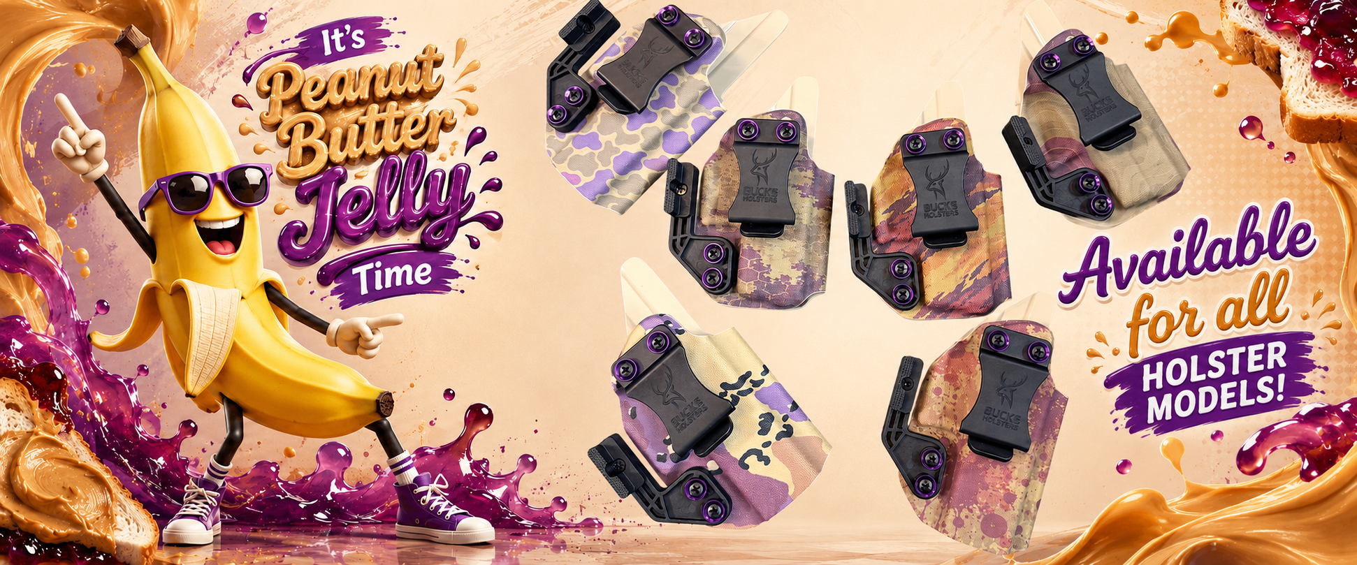 Bucks Holsters Peanut Butter and Jelly prints available for all holster models