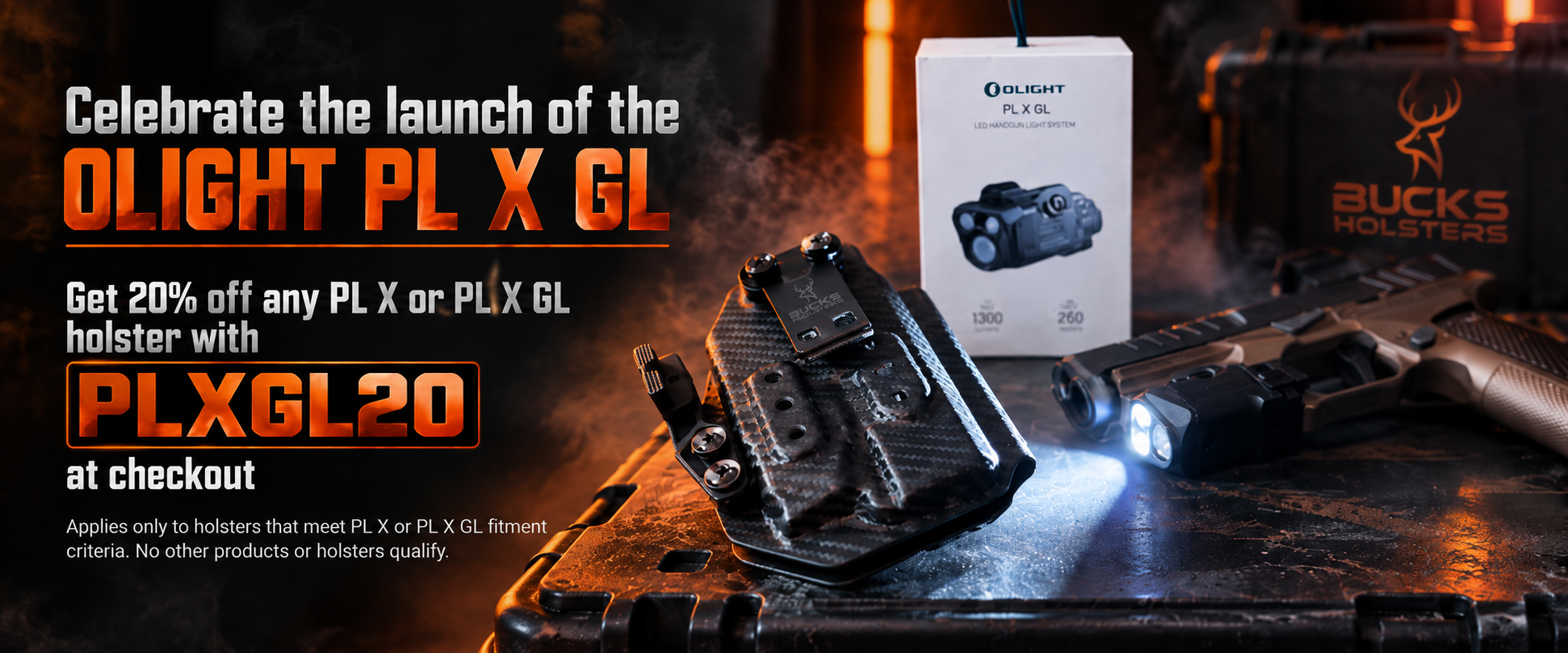 Celebrate the Olight PL X GL launch and save 20 percent on qualifying PL X and PL X GL holsters with code PLXGL20