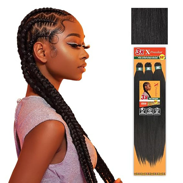 X-pression prestretched Braiding hair - 3x Braid (58 inch)