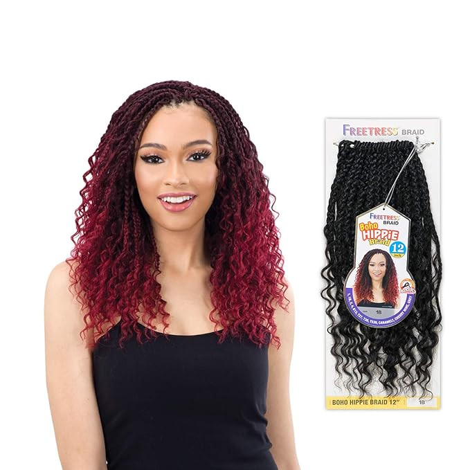 FreeTress Synthetic Hair Crochet Braids Boho Hippie Braid 12 inch"