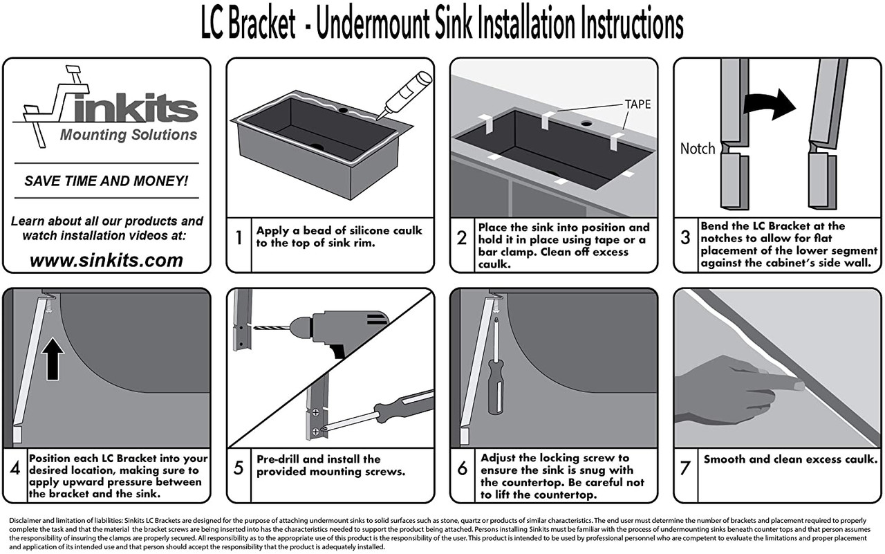 Sinkits (LC) Low Clearance Undermount Sink Brackets