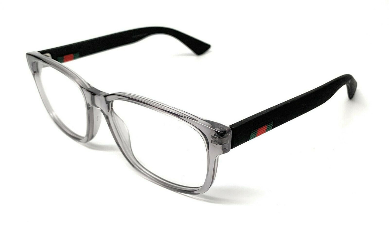 GUCCI GG0011O 007 Rectangular Square Grey Men's Eyeglasses Frame 55 mm -  EYECAREBOUTIQUE