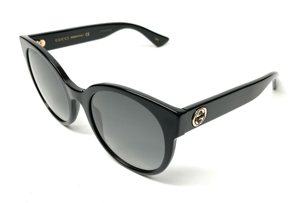 GUCCI GG0035S 001 Oval Black Grey Women's 54 mm - EYECAREBOUTIQUE