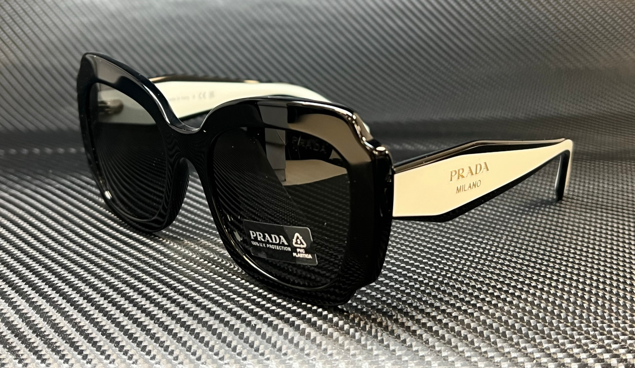 PRADA PR 16YS 09Q5S0 Black White Dark Grey Women's 52 mm Sunglasses