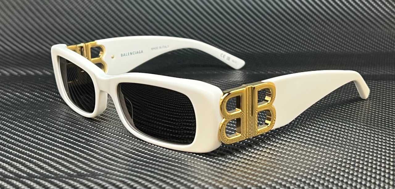 BALENCIAGA BB0096S 011 White Grey Women's L Size Sunglasses