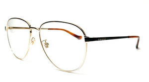 GUCCI GG0577OA 001 Round Oval Black Gold Demo Lens Men's Eyeglasses 57 mm