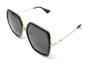 GUCCI GG0106S 001 Rectangular Square Black Grey Women's Sunglasses 56 mm