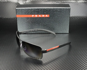 PRADA LINEA ROSSA PS 54IS DG05W1 Black Rectangle Men 65 mm Polarized Sunglasses