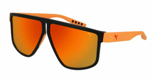 PUMA PU0286S 004 Black Orange Square Rectangle 62 mm Men's Sunglasses