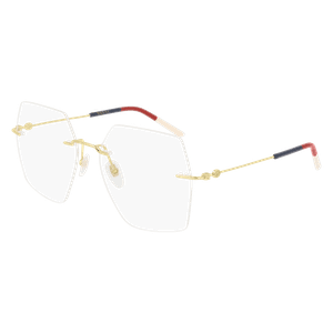GUCCI GG0683O 003 Rectangular Squared Gold Blue 55 mm Women's Eyeglasses