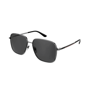 GUCCI GG0987SA 001 Ruthenium Square 60 mm Men's Sunglasses