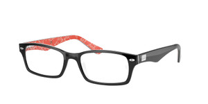 RAY BAN RX5206 2479 Black/Red Rectangle 52 mm Unisex Eyeglasses