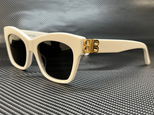 BALENCIAGA BB0132S 006 White Rectangle Square Women's 53 mm Sunglasses