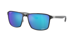 RAY BAN RB3721CH 9144A1 Black Blue Mirror Polarized Men's 59 mm Sunglasses