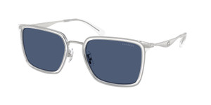 COACH HC7171 945580 Transparent Silver Blue Men's 56 mm Sunglasses