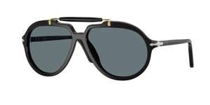 PERSOL PO0202S 95 3R Black Blue Polarized 57 mm Men's Sunglasses