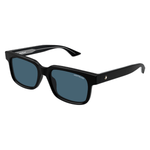MONT BLANC MB0383S 003 Matte Black Blue Men's Large 54 mm Sunglasses