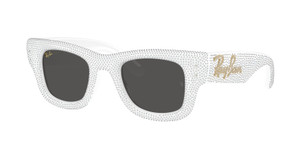 RAY BAN RB4940BP 686687 White Strass Grey Wayfarer Puffer Unisex 47 mm Sunglasse