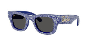 RAY BAN RB4940BP 686787 Blue Strass Grey Wayfarer Puffer Unisex 47 mm Sunglasses